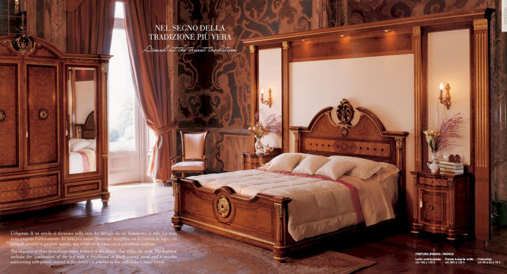 Double bed Bed Luxury Wood Bedroom Double Brown Beds new Baroque