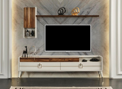 Wall unit wall cabinet Lowboard Living room Wood Wall Shelves White new