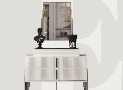 Chests of drawers with Mirror Bedroom Sideboard Italian Style 2-piece set