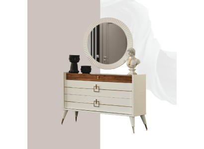 Luxury Chest of drawers with Mirror Sideboards Wood Chests of drawers Furniture 2pcs White new