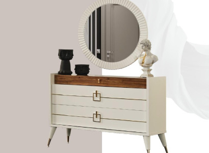 Luxury Chest of drawers with Mirror Sideboards Wood Chests of drawers Furniture 2pcs White new