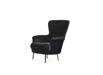 Design Armchair Textile Living room Black Single Seater Luxury Armchair Upholstery