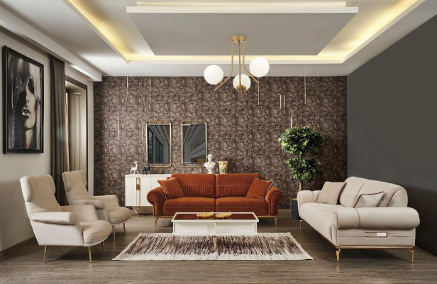 Textile Armchair 1 Seater Upholstery Living room White Luxury Classic Design