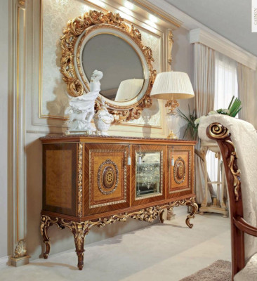 Wall mirror Mirror Gold Oval Baroque Living room Design