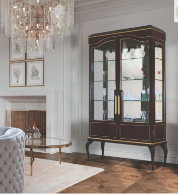 Luxury Display case Cabinets Brown Showcases Wardrobe Living room Wood Glass