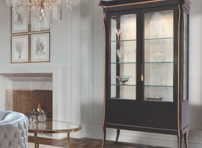 Display case Cabinets Showcases Luxury Wardrobe Living room Wood Black Glass