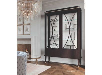 Display case Cabinets Brown Showcases Luxury Wardrobe Wood Glass Living room