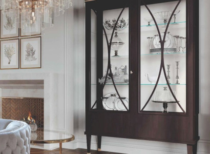 Display case Cabinets Brown Showcases Luxury Wardrobe Wood Glass Living room