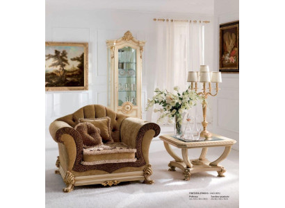 Armchair Luxury Seater Wing Chair Fabric Brown Living room Furniture Baroque