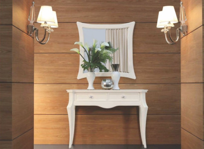 Dressing table and Mirror Console Wood Luxury White Classic