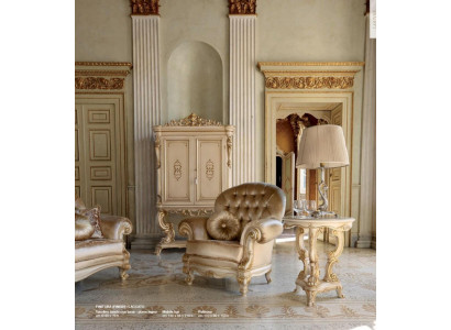 Armchair Chesterfield Wing Chair 1 Seater Seat Fabric Beige Living room