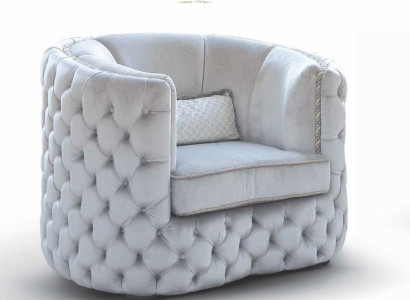 Chesterfield Armchair Seater 1 Seat Fabric Cocktail Chair Luxury Gray