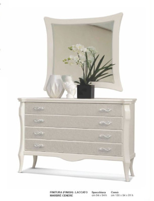 Suite Chest of drawers Mirror Sideboard Cabinets Bedroom White Luxury