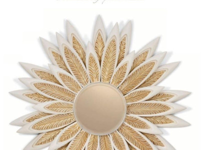 Wall mirror Mirror Flower Round Luxury Bedroom Gold Wood Modern