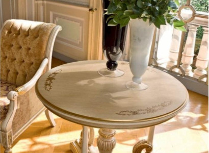 Coffee table Side table Table Living room Furniture Beige Wood Tables Round Luxury new