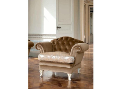 Armchair Seater 1 Seat Chesterfield Living room Brown Polyester Fabric