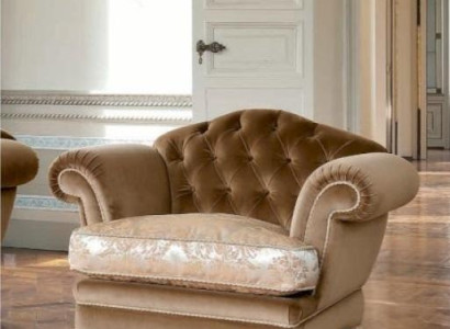 Armchair Seater 1 Seat Chesterfield Living room Brown Polyester Fabric