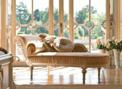 Chaise Lounge Lounger Chaise Fabric Couch Baroque Luxury Beige Upholstery Club