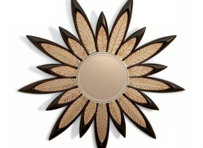 Wall mirror Mirror Flower Round Luxury Bedroom Wood Modern Black
