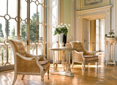 Armchair Luxury Seater Wing Chair Fabric Beige Living room Club Chair