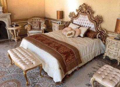 Luxury Stool Chesterfield Side Stool Gold Bedroom Fabric Beige