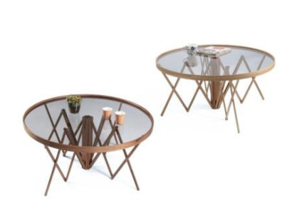 Designer Living room Set 2x Coffee tables Round Coffee Table Luxury Furniture