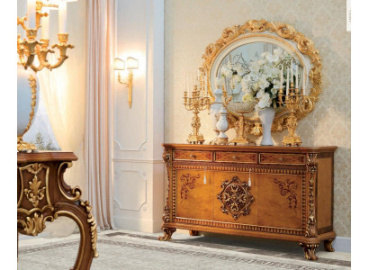 Chest of drawers Mirror Sideboard Gold Wood Living room Furniture Wardrobe