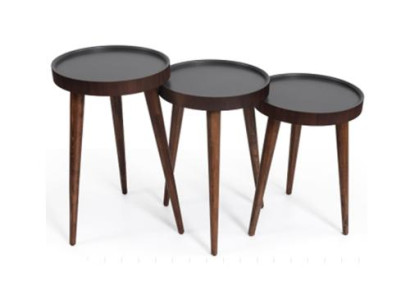 Braun Wood 3x Coffee tables Living room Complete Side table Luxury Tables