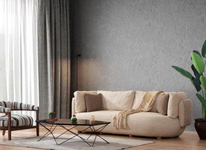 Stylish living room sofa set modern beige three-seater armchair 2-piece