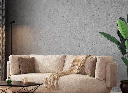 Light beige upholstered sofa Living room Furnishings Designer 3-Seater Couch