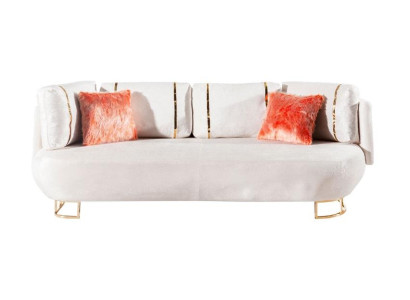 White stainless steel three seater modern upholstery couches living room seater