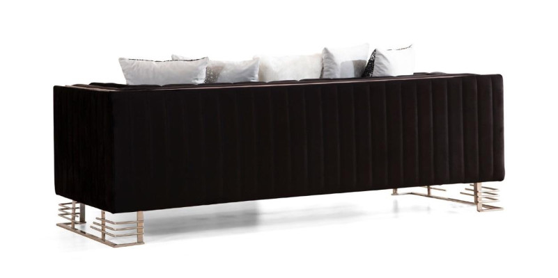 Black designer three-seater living room 3-seater metal frame couch