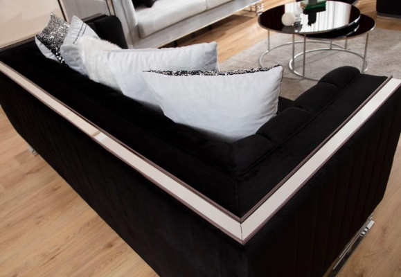 Black designer three-seater living room 3-seater metal frame couch