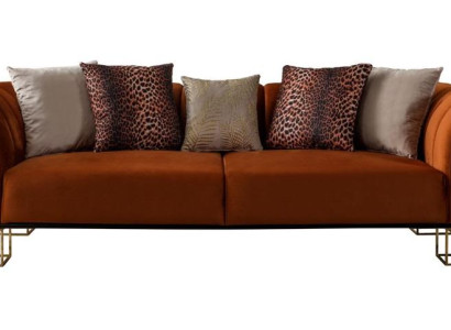 Living room seating furniture Orange 3-Seater Luxurious couch metal feet