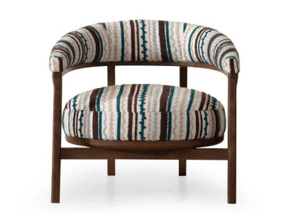 Designer Pattern Armchair Living room Single Seater Armrests Wood Seat Furniture
