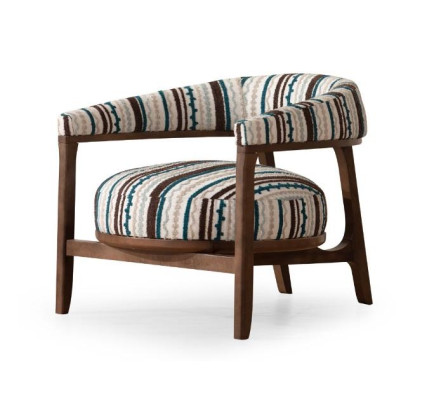 Designer Pattern Armchair Living room Single Seater Armrests Wood Seat Furniture