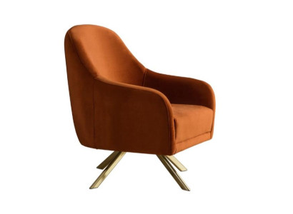 Orange Armchair Stainless Steel Feet Modern Single Seat Upholstery Furniture