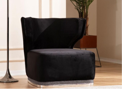 Modern upholstered chair Black armchair Living room Stainless steel feet