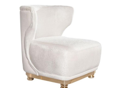 Designer White Armchair Living room Comfort Armchair Upholstery Recliner