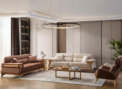 Stylish living room set consists of 2x 3-seater sofas and 2x armchair 4 pieces