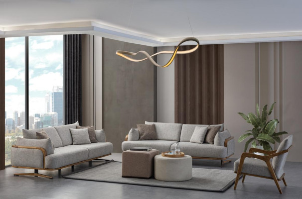 Furniture Living room Bright Color Set 2x 3-Seater Sofas and Armchair 3pcs.