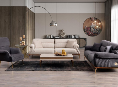 Modern Living room Set Consists of 2x 3-Seater Sofas and Armchair 3pcs.