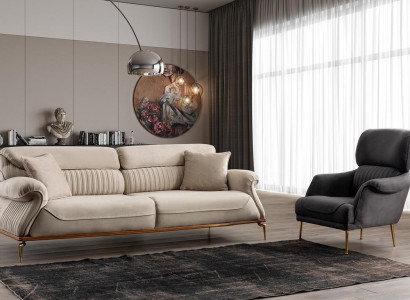 Modern Living room Set Consists of 3-Seater Sofa and Armchair Novelty