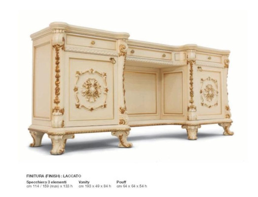 Baroque Dressing table Mirror Console Tables Wood Beige Set Bedroom