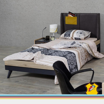 Bed Wood Beds Bed frame Youth room Childrens room Black single bed