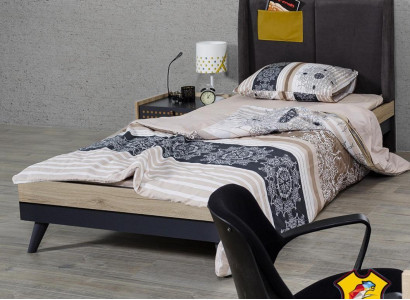 Bed Wood Beds Bed frame Youth room Childrens room Black single bed