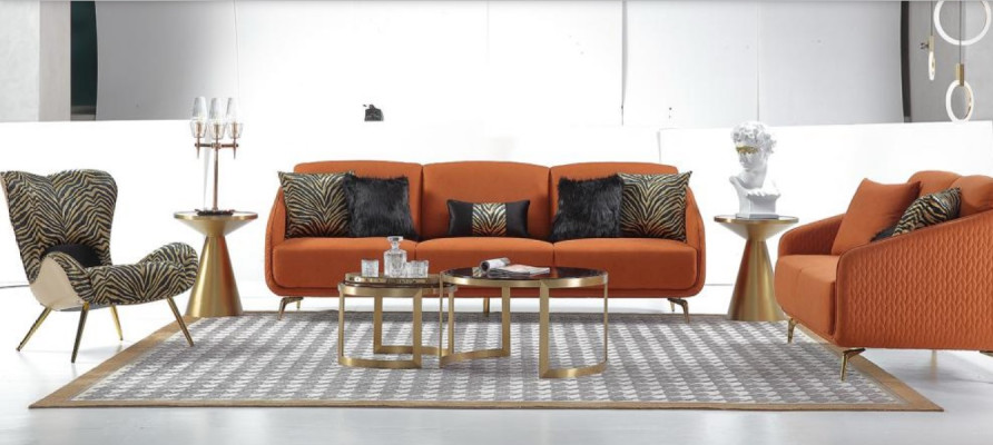 Three Seater Couch Upholstery Design Sofa Modern 3 Seat Sofas Room Furniture Orange