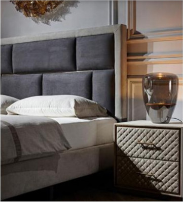 Bedroom 3 pcs. Set Bed 2x Bedside table Console Beds Double Upholstery Hotel