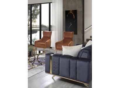 Armchair Single Seater Luxury Upholstery Furniture Living room Brown Armchair Textile Lounge new