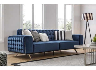 Classic Chesterfield Three Seater Furniture Sofa Luxury Couches Blue 3 Seat Sofas